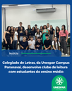 Colegiado de Letras, da Unespar Campus Paranavaí, desenvolve clube da leitura com estudantes do ensino médio