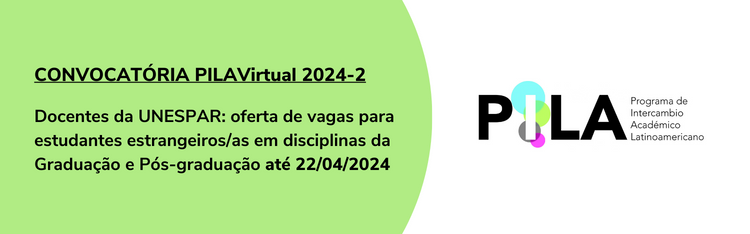 • Convocatória PILA Virtual 2024-2 (ETAPA 1): Docentes podem propor a abertura de vagas em disciplinas da graduação e pós-graduação até 22 de abril