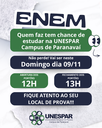 ENEM: Quem faz tem chance de estudar na UNESPAR Campus de Paranavaí