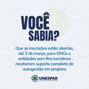 • Inscrições abertas, até 3 de março, para ONGs e entidades sem fins lucrativos receberem suporte completo de autogestão em projetos • Inscrições abertas, até 3 de março, para ONGs e entidades sem fins lucrativos receberem suporte completo de autogestão em projetos